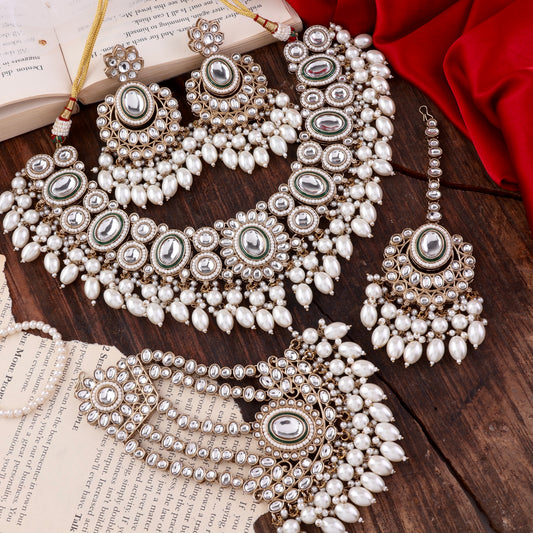 Pearl Gurkeerat Necklace Earring with Teeka and Side Jhumar/Passa