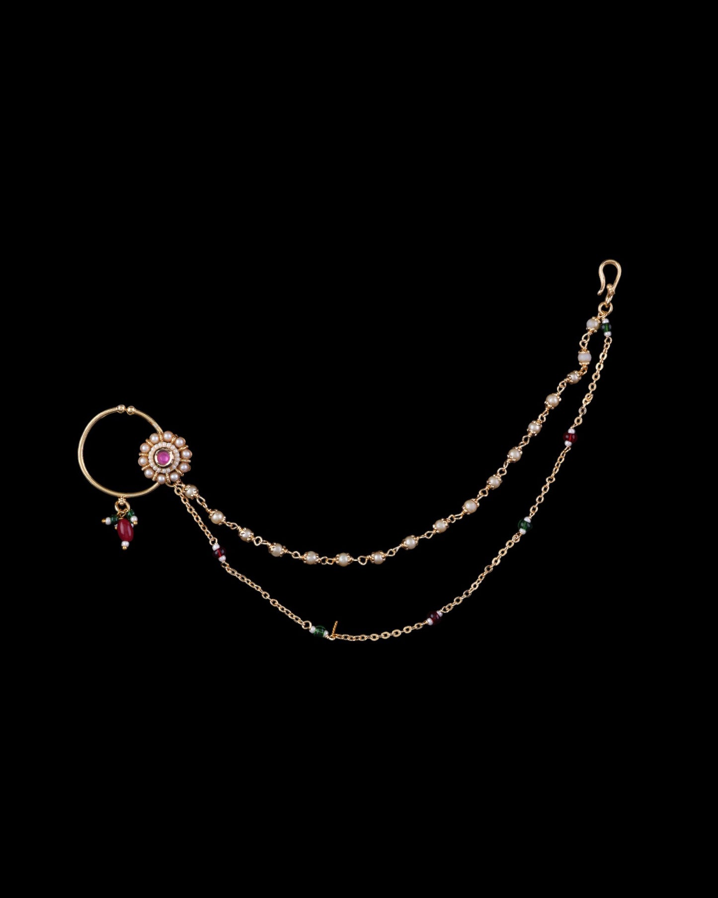 Divya Nath with double chain non pierced nose ring