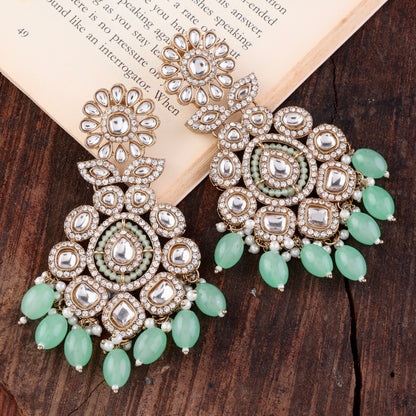 Mint Ivaan Designer Earring with Zircone Stone Detailing