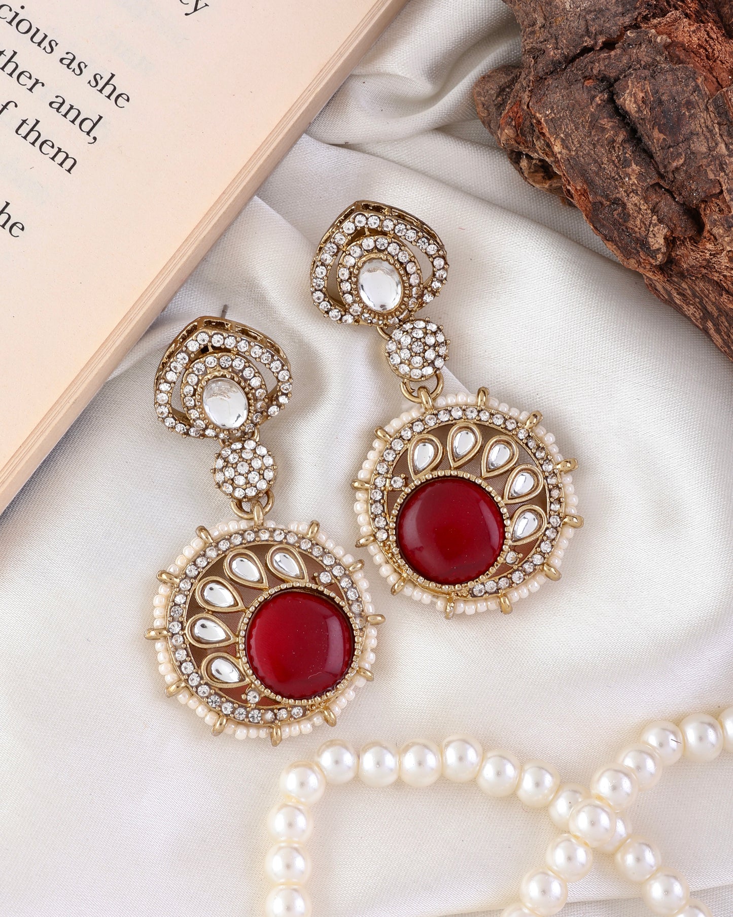 Ruby Tanshika Premium Designer Zircone Polki Dupe Earring