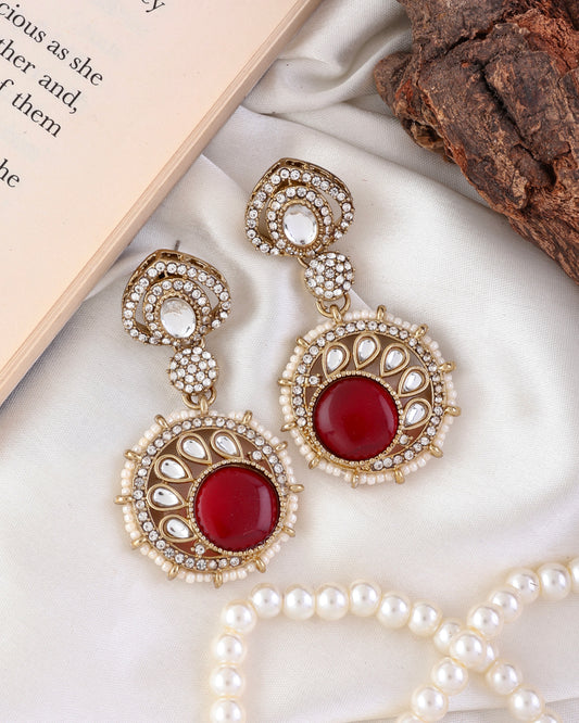 Ruby Tanshika Premium Designer Zircone Polki Dupe Earring