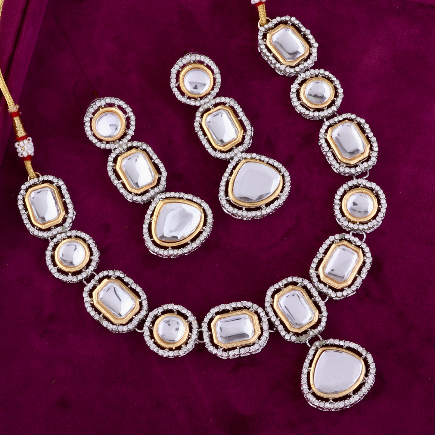 Marwa Polki Dupe Necklace Set with Earring