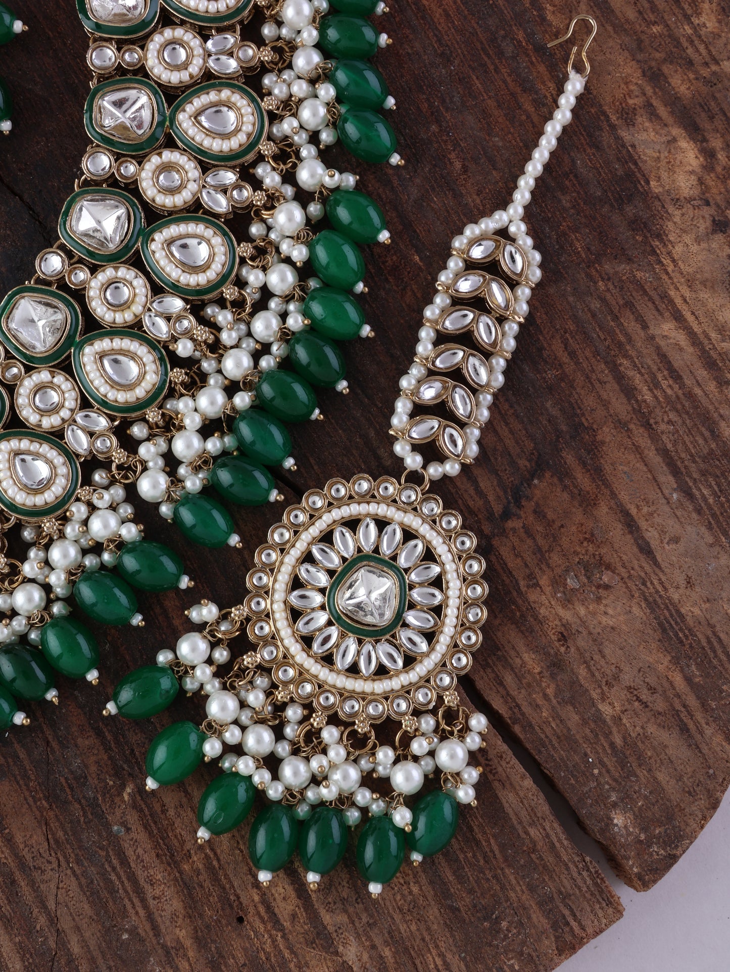 Green Lavitha Necklace Earring with Teeka