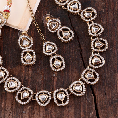 Ramya Polki Dupe Necklace with Earring and Teeka