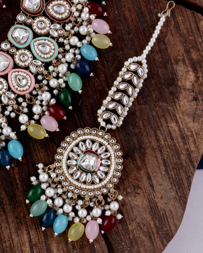 Multi Lavitha Necklace Earring with Teeka