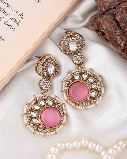 Blush Tanshika Premium Designer Zircone Polki Dupe Earring