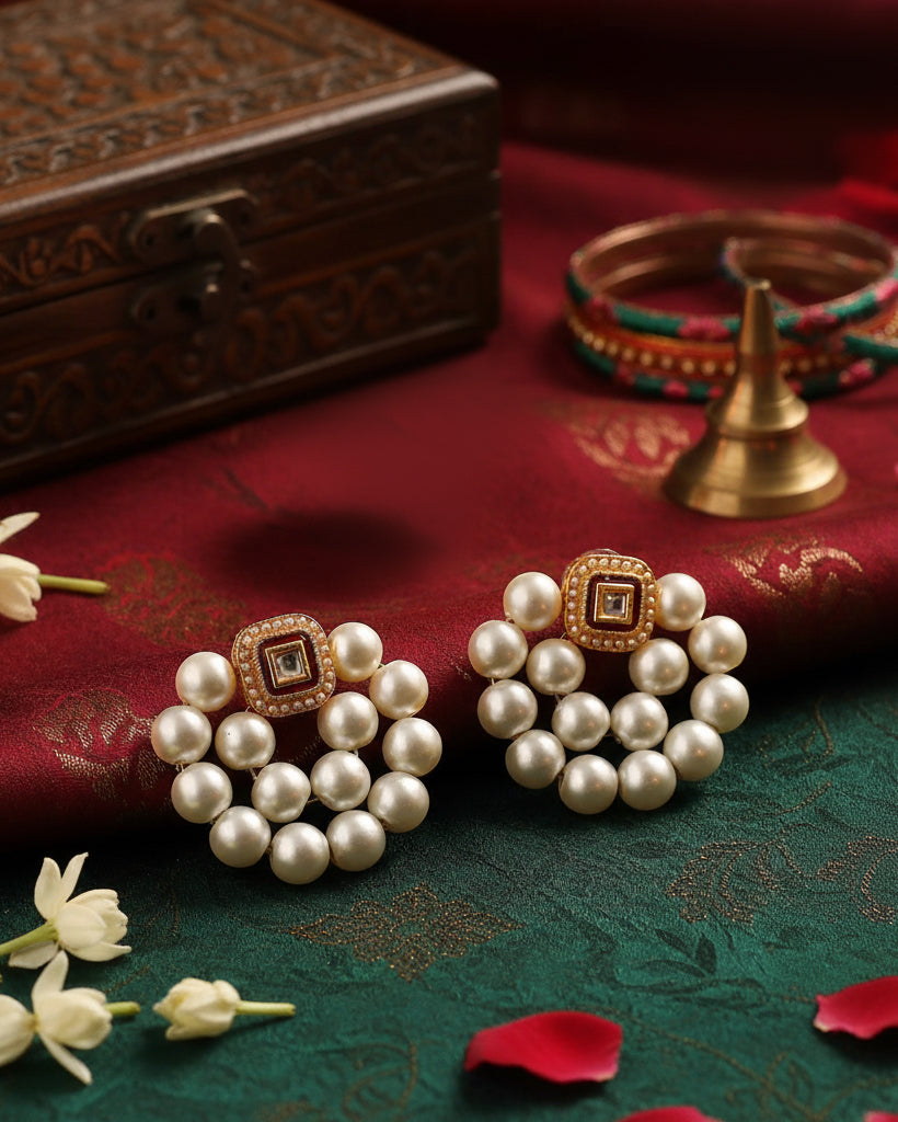 Ruby Meena Pearl Stud