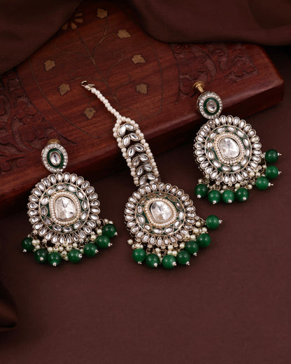 Green Vyanika Necklace Earring with Teeka