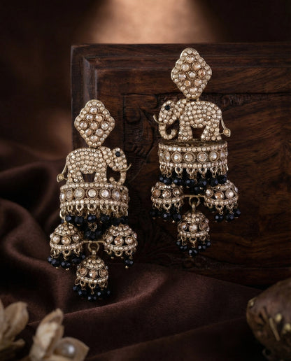Black Alveena Premium Designer Statement Earring