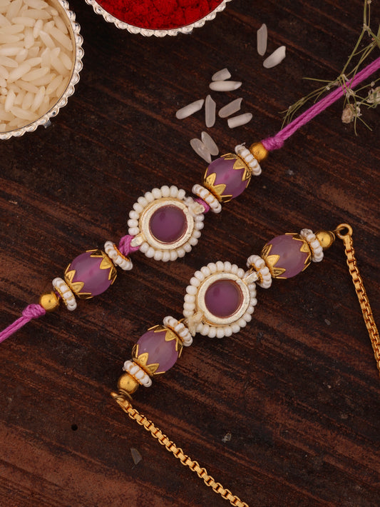 Lavender Adrika Bhaiya Bhabhi Rakhi with Tilak Set and Card