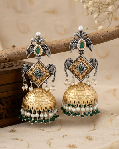 Green Arjun Designer Earring Brass Lookalike