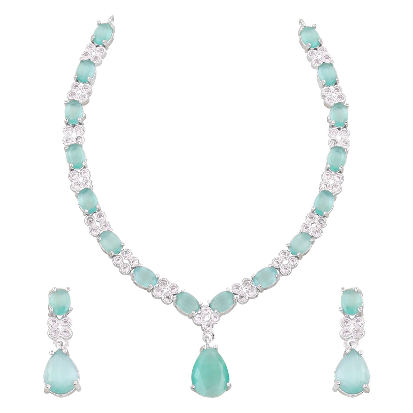 Mint Eliana American Diamond Necklace Set