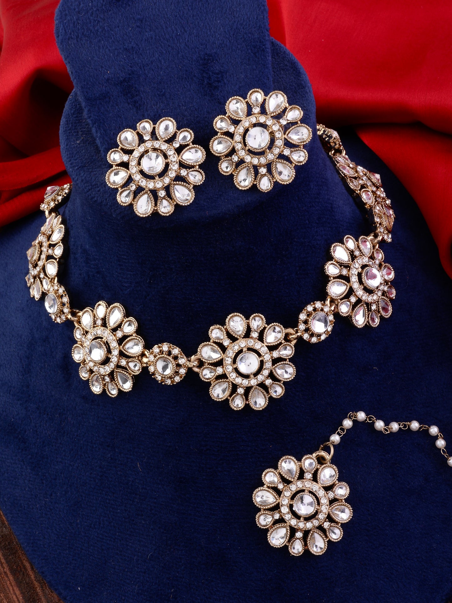 Tithi Indo Western Necklace With Earrings and Teeka