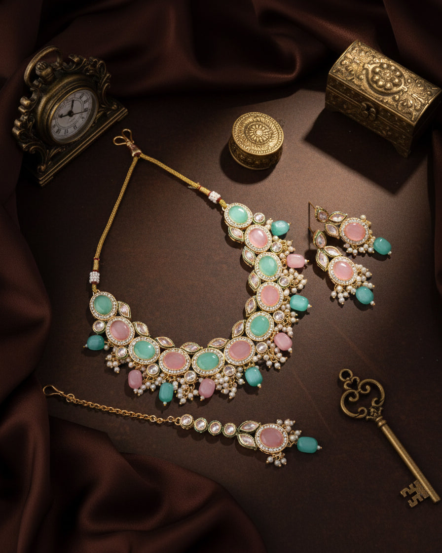 Pastel Vridha Premium Monalisa Necklace Set