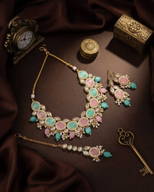 Pastel Vridha Premium Monalisa Necklace Set