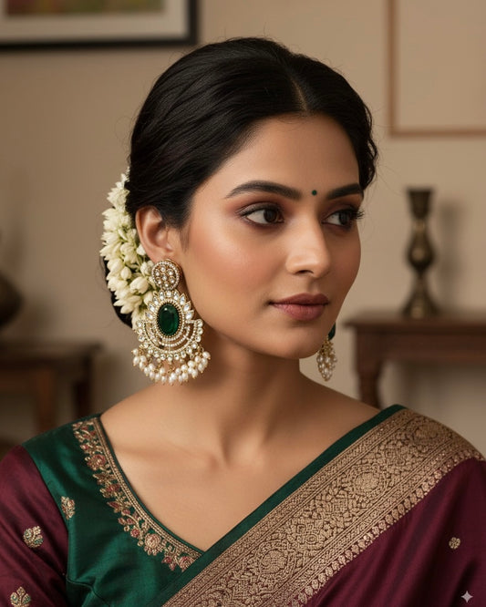 Emerald Archana Premium Designer Zircone Chandbali Earring