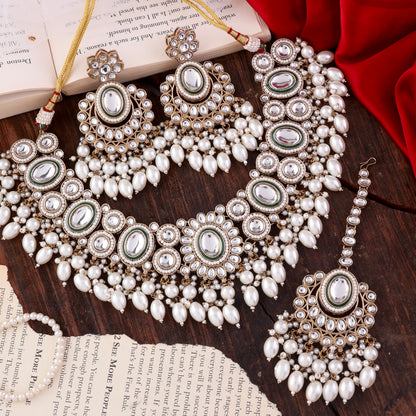 Pearl Gurkeerat Necklace Earring with Teeka and Side Jhumar/Passa