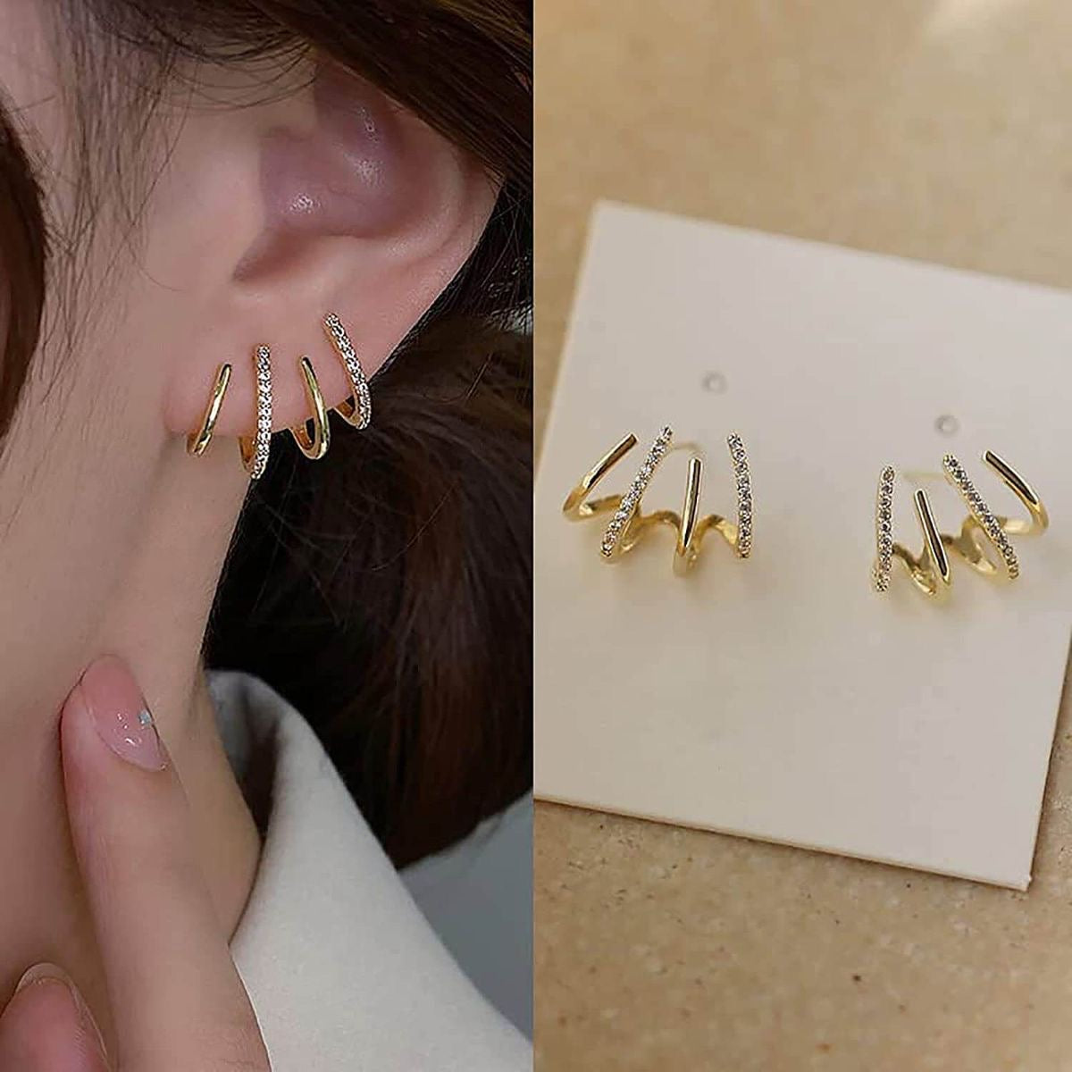 Gold Claw Stoned Korean Quirky Earring