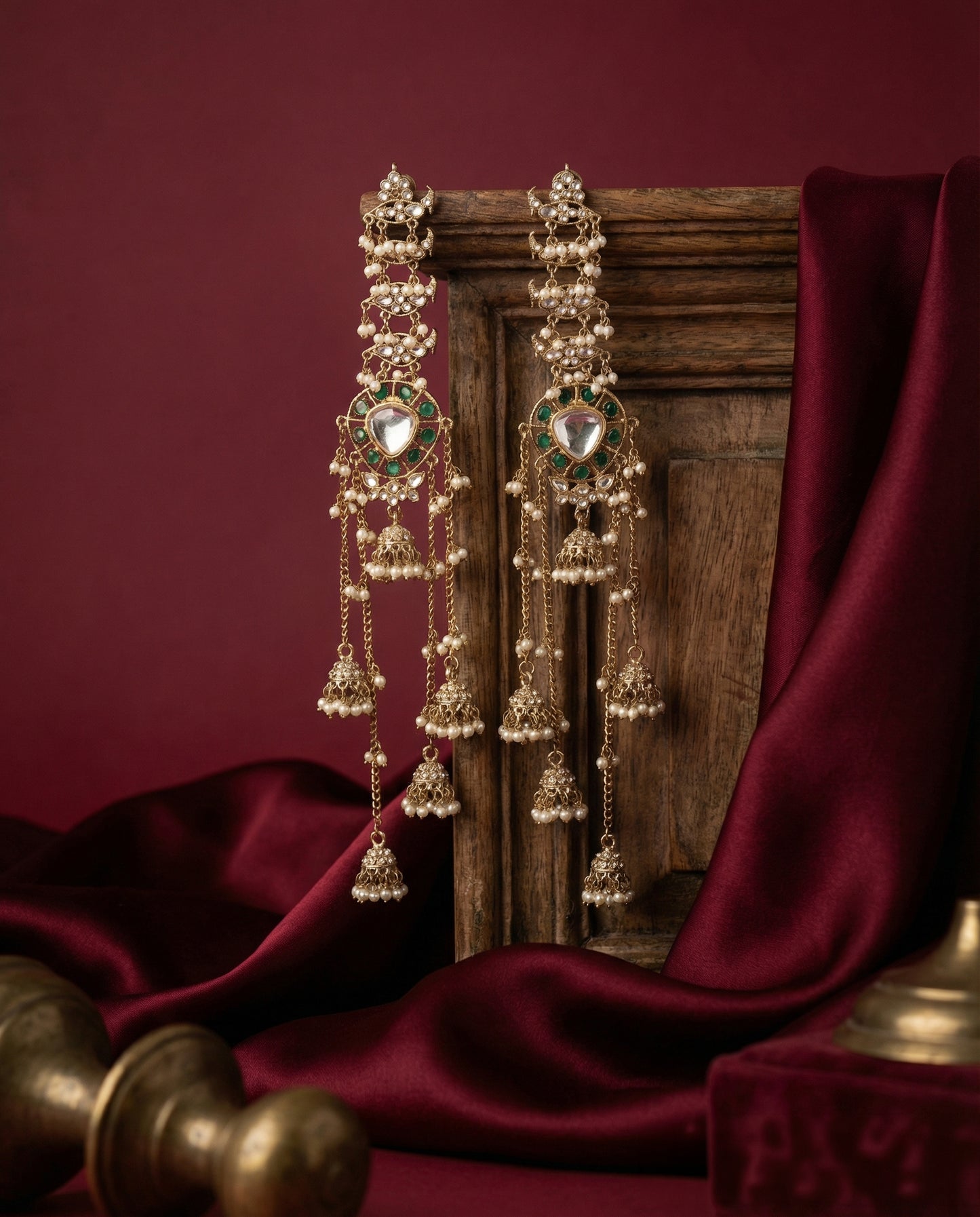 Green Vashma Premium Earring With Sahara