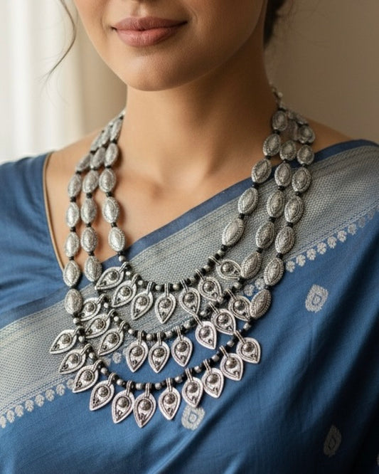 Bindu Layer Necklace - oxidised