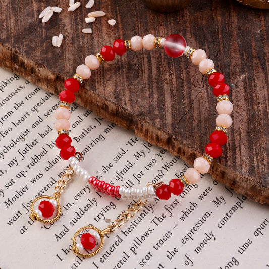 Red Aabha Beaded Bracelet