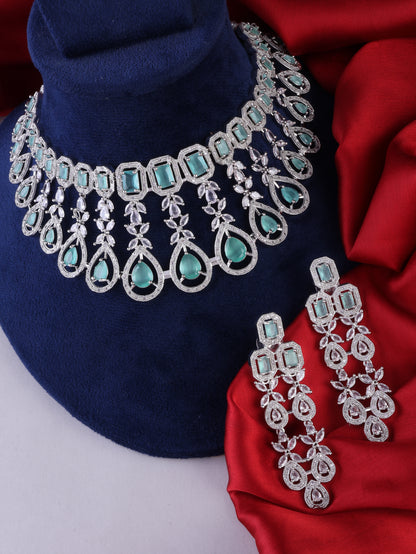 Mint Green Melissa American Diamond Necklace Set