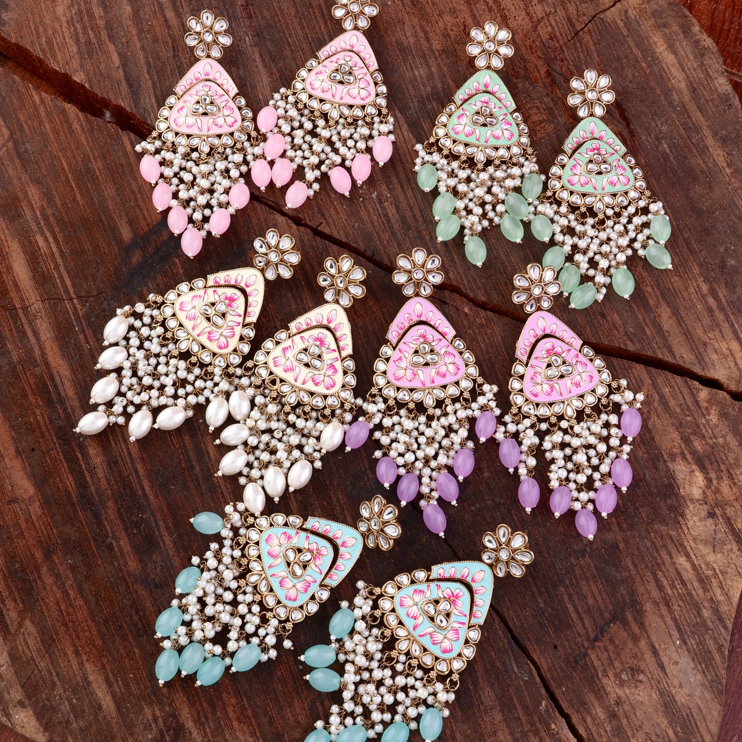 Mint Vaidehi Meenkari Kundan Earring