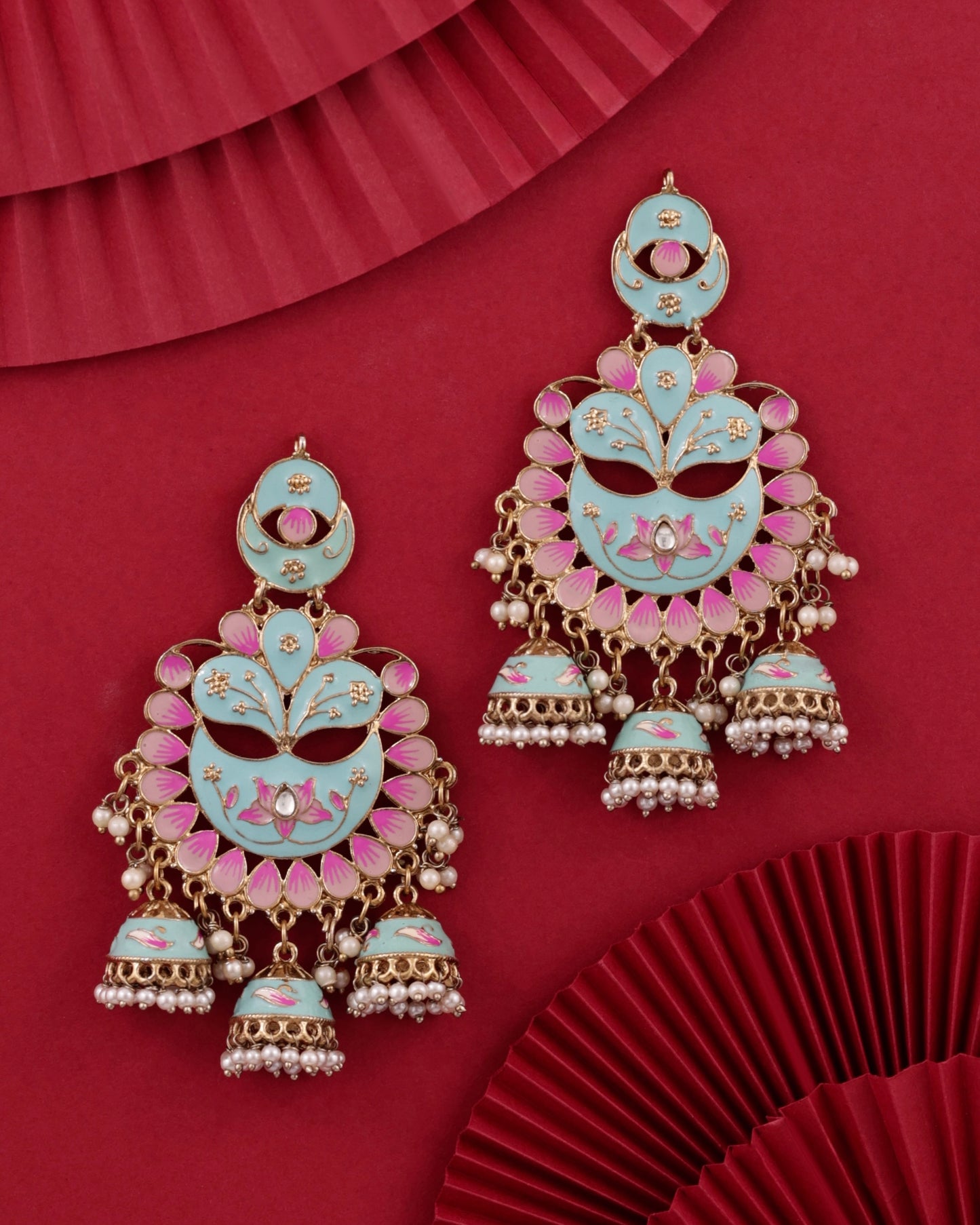 Turquoise Charvi Meenakari Jhumka