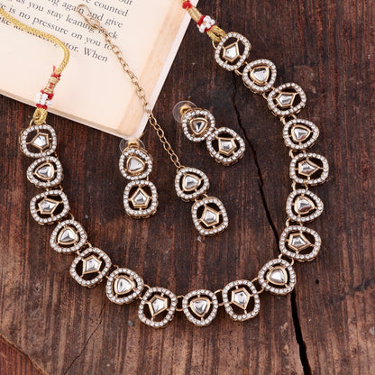Ramya Polki Dupe Necklace with Earring and Teeka