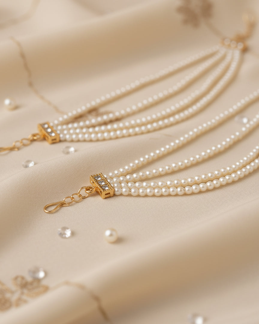 Mitali Bahubali Pearl Kaan Chain Pair