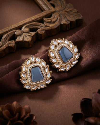 Blue Amosie Premium Kundan Stud Earrings