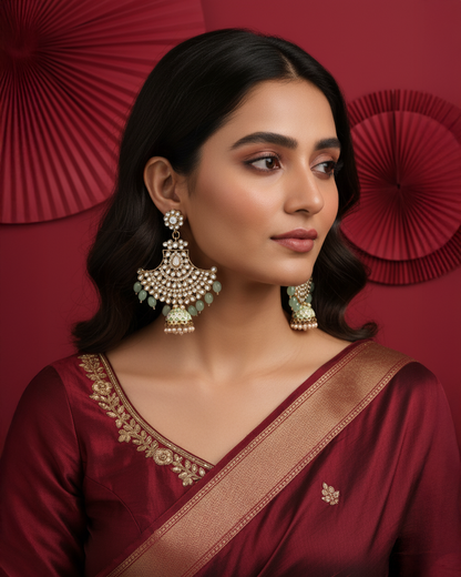 Mint Green Sabita Designer Meenakari Jhumka Earring