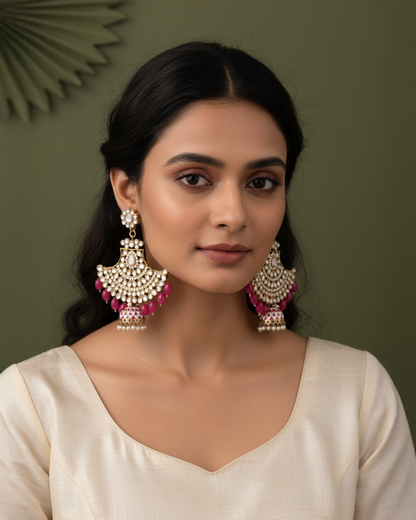 Pink Sabita Designer Meenakari Jhumka Earring