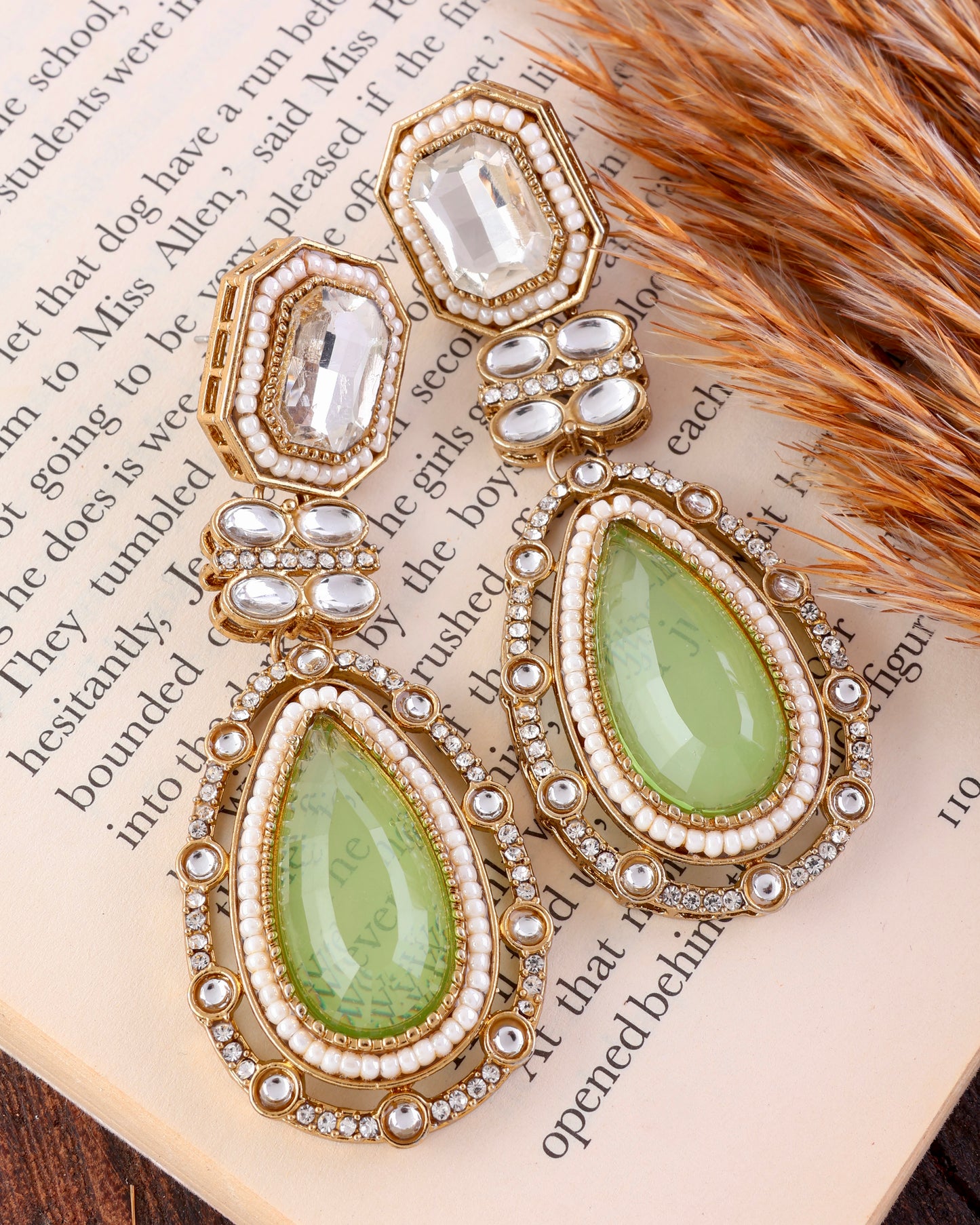 Olive Aarit Premium Designer Zircone Polki Dupe Earring