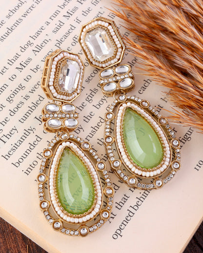 Olive Aarit Premium Designer Zircone Polki Dupe Earring