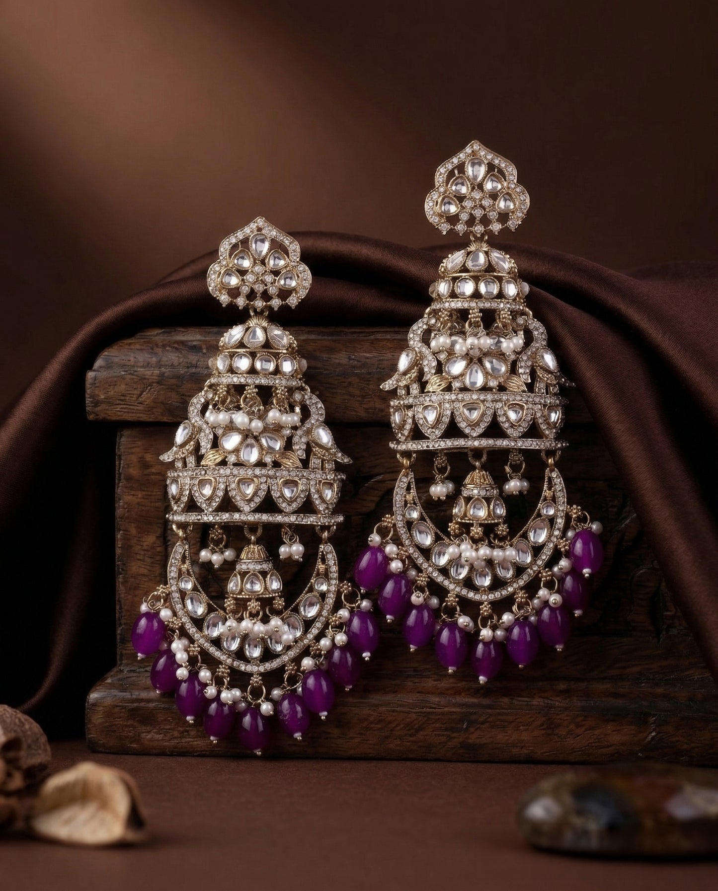 Purple Kavleen Premium Designer Statement Earring