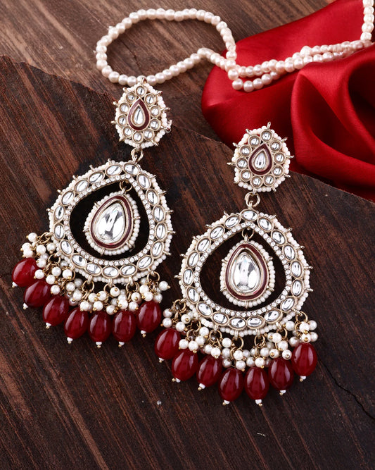 Red Nirman Zircone Chandbali