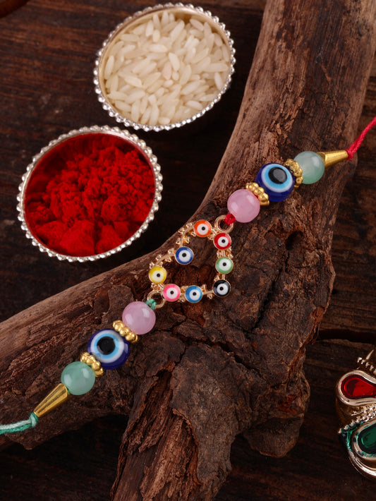 Trishakti Evil Eye Rakhi with Tilak Set and Card