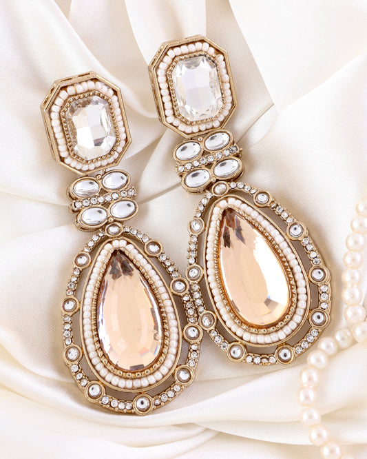 Gold Aarit Premium Designer Zircone Polki Dupe Earring