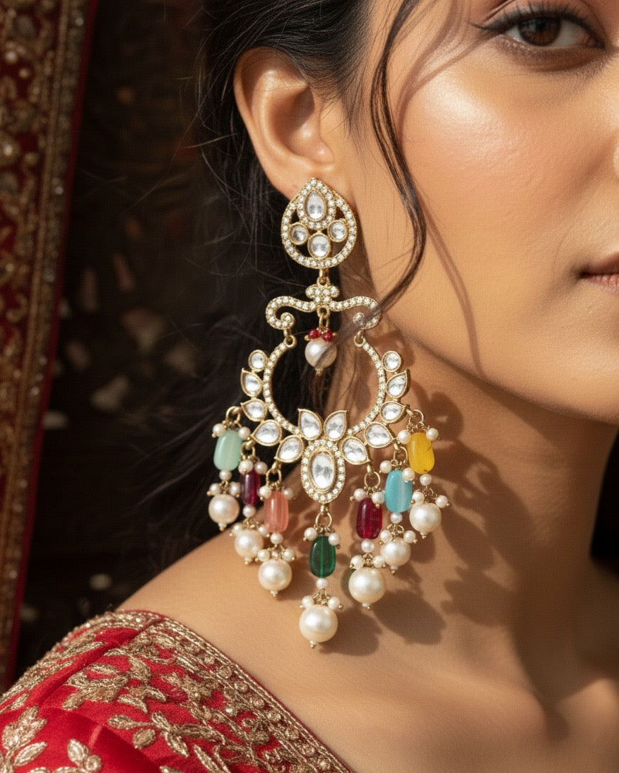 Multi Rajveer Designer Chandbali Earring