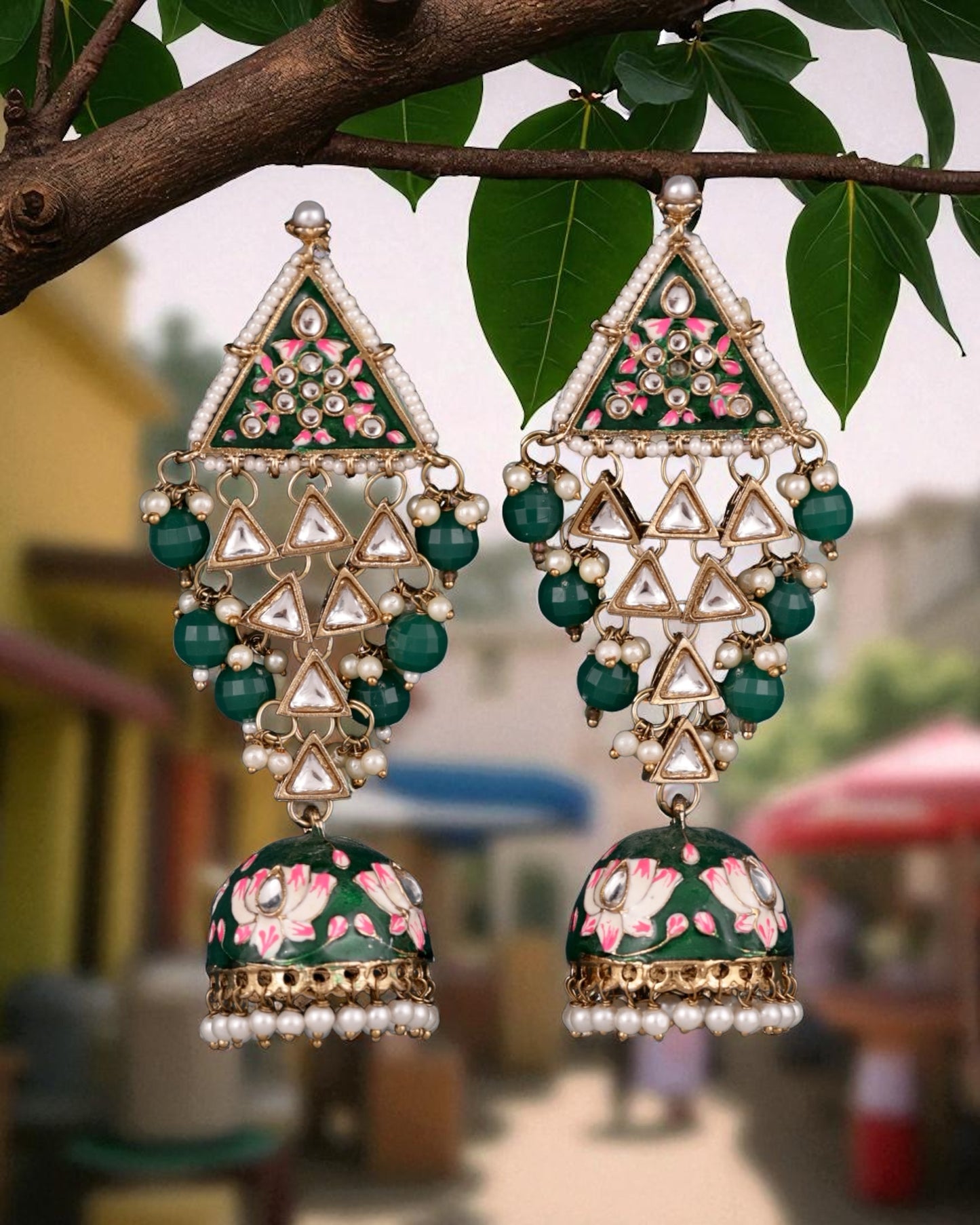 Emerald Tisha Meenakari Jhumka