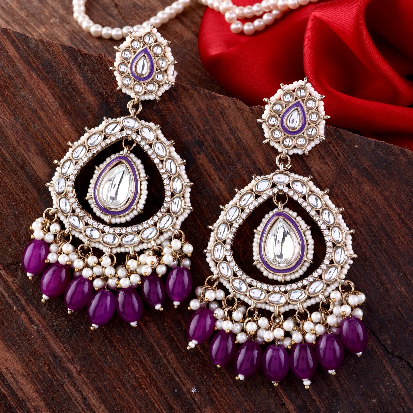 Purple Nirman Zircone Chandbali