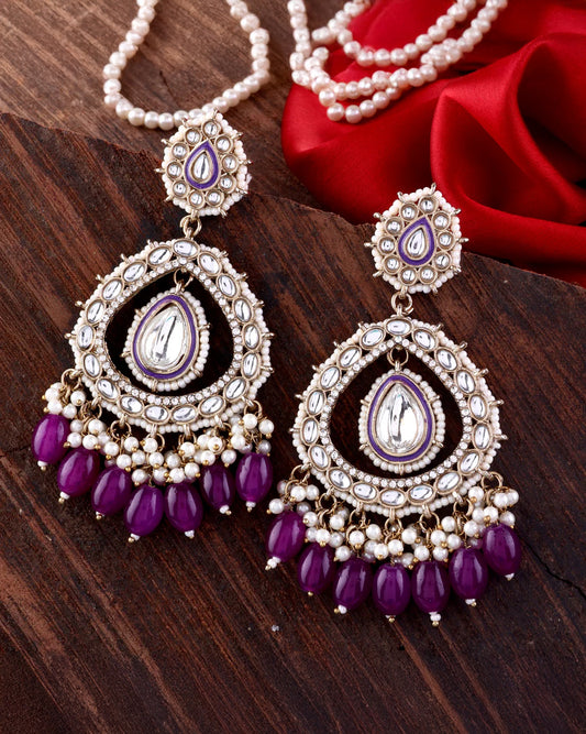 Purple Nirman Zircone Chandbali