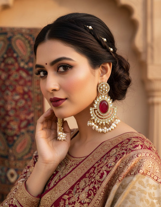 Ruby Archana Premium Designer Zircone Chandbali Earring