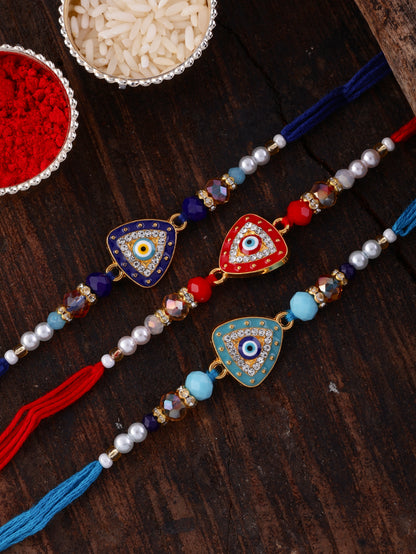 Blue Drishta Evil Eye Rakhi for Brother | Tilak Set Included
