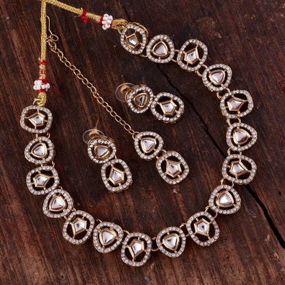Ramya Polki Dupe Necklace with Earring and Teeka