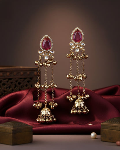 Pink Nidhi Kashmiri Look Ghunghru Jhumka Earring