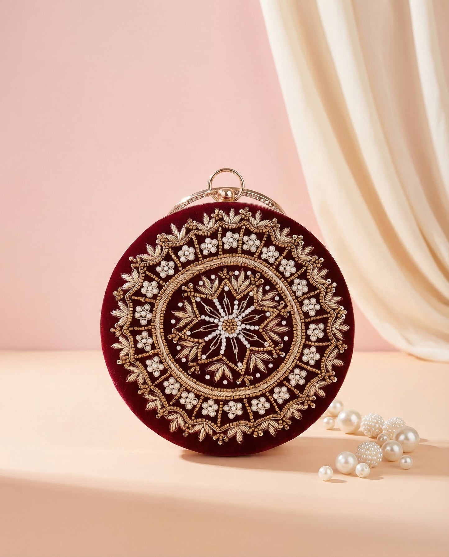 Corey Embroidered Circle Clutch