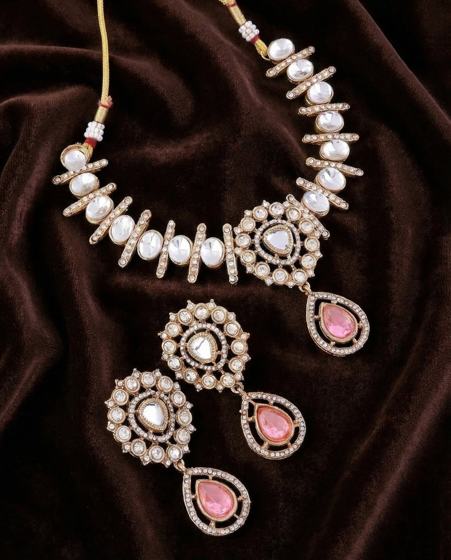 Blush Rutba Indo Western Necklace With Earrings
