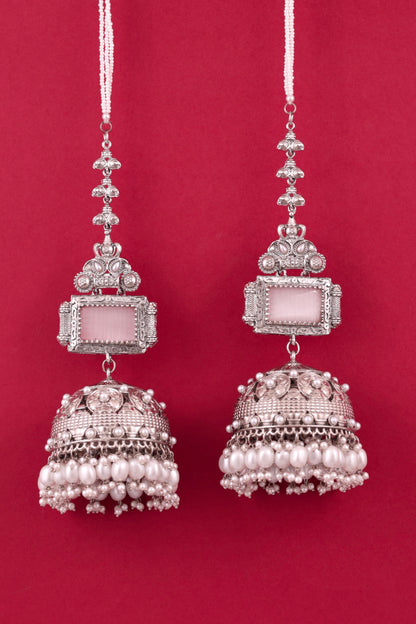 Silver Pearl Jhankaar Statement Jhumka